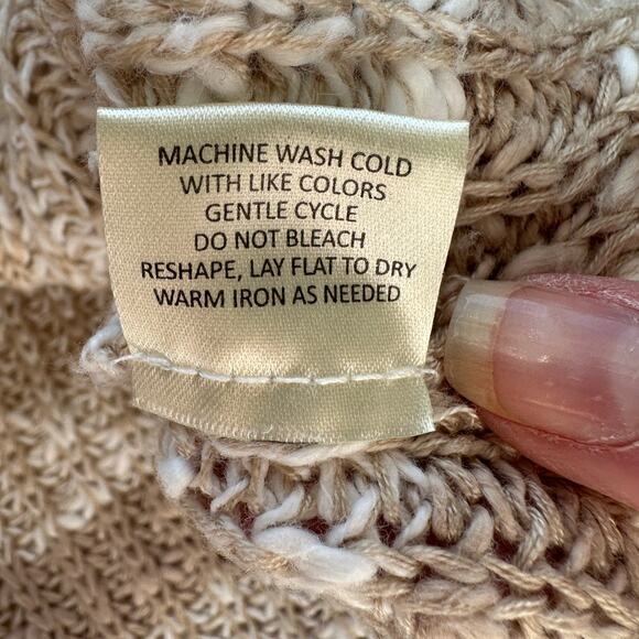 Lovestitch Marble Tan & Taupe Stripe Loose Knit Hi-Low Sweater M - Picture 10 of 14